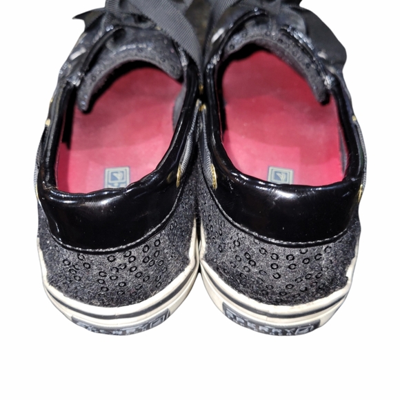 Sperry Black Sparkly Sequin Docksider Boat Deck Shoes sz 7 - Picture 4 of 7
